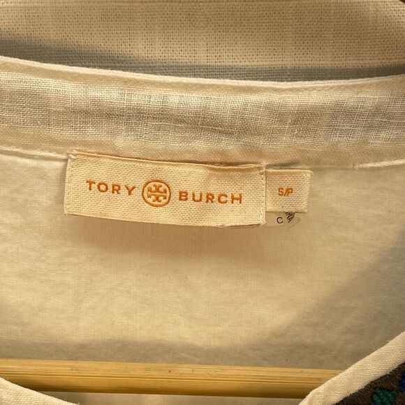 Tory Burch White Embroidered Sleeveless Linen Boho Mini Shift Dress Size Small - Picture 5 of 12